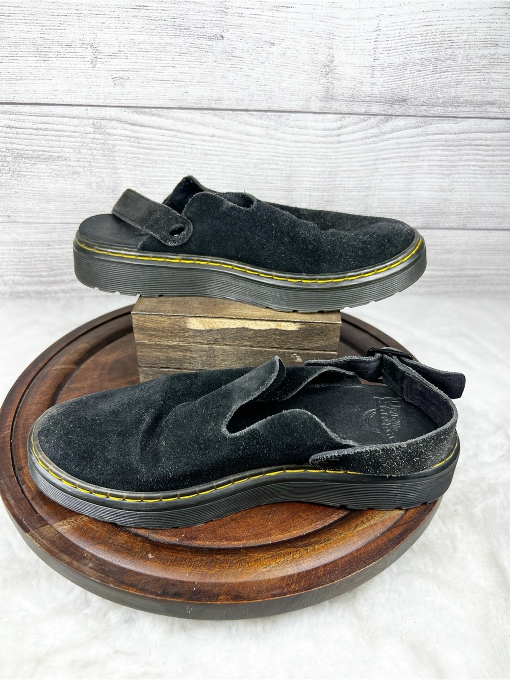 Dr. Martens Carlson Black Suede Slingback Mules Clogs Shoes Mens 7/ Women’s 8 - Picture 10 of 12